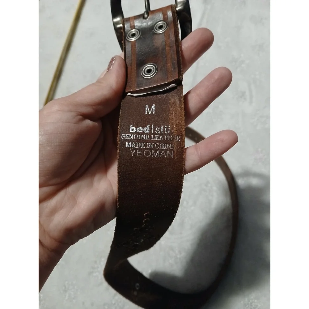 Genuine Leather studded belt size medium